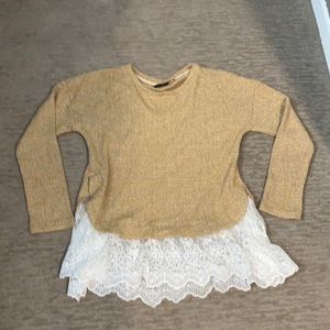 Tan sweater with lace bottom